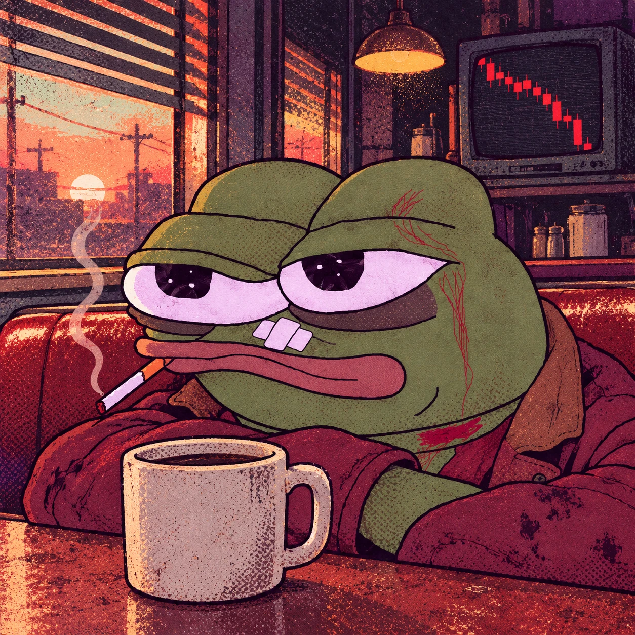 Pepe slumped in a 24-hour diner with coffee