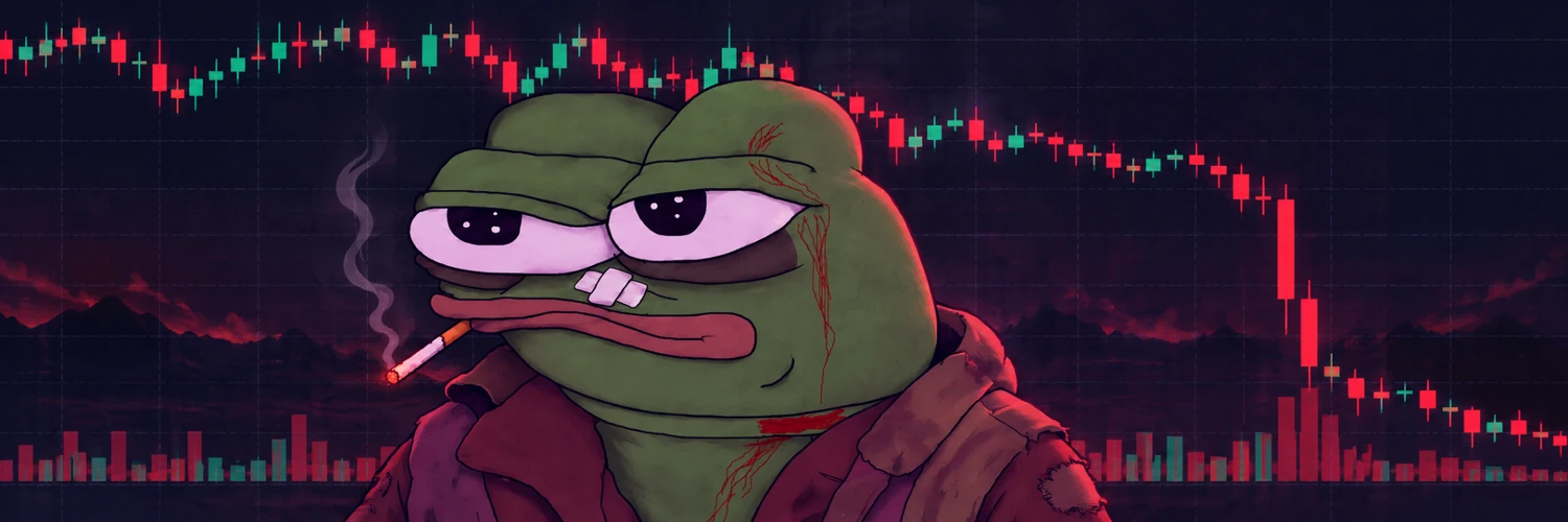 Pepe Down Bad before a falling red candlestick chart